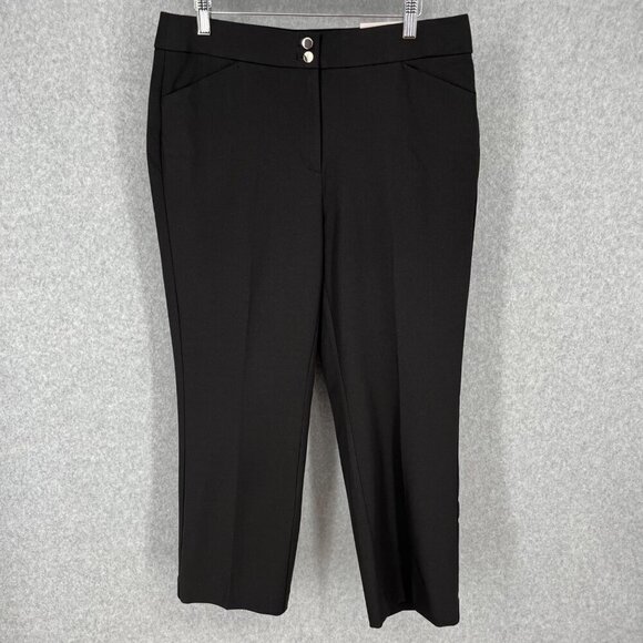Chicos Secret Stretch Straight-Leg Crops Pant Size 8 Black Classic Office  NEW - Picture 1 of 14
